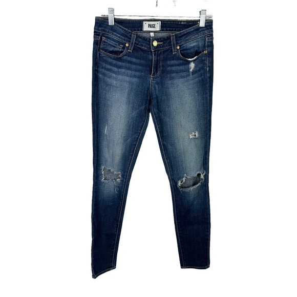 Paige Verdugo Ultra Skinny Jeans Womens Distressed Stretch Mid Rise Denim 26 - Picture 3 of 12